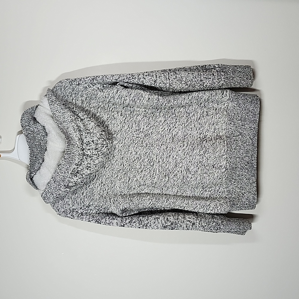 Sherpa lined heathered chunky knit hooded sweater toggle closure Womens medium. - Picture 7 of 9